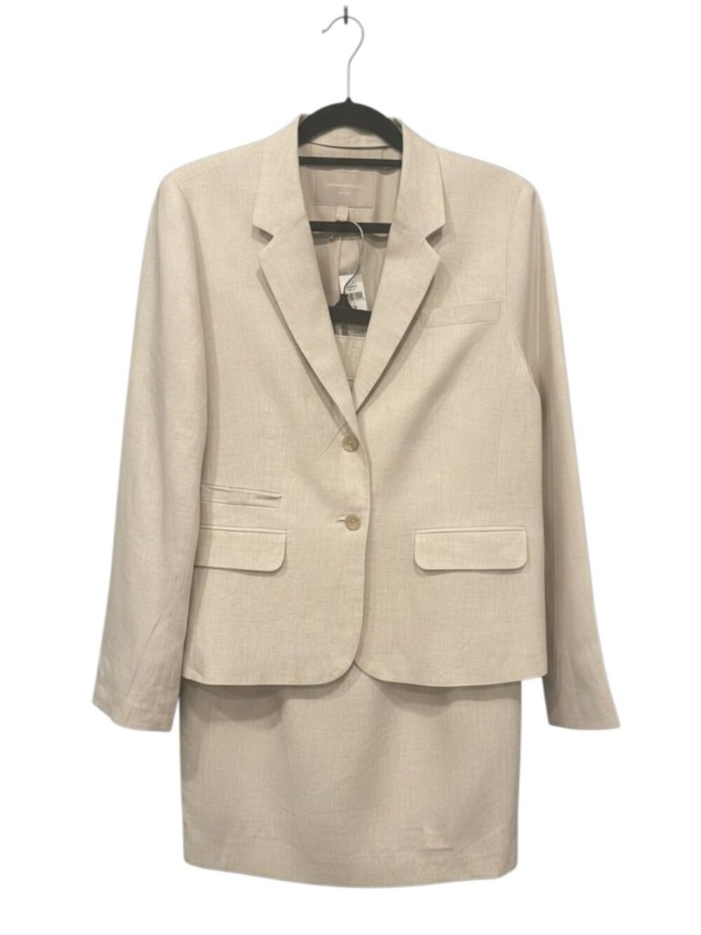 NWT Banana Republic Linen Suit Set Size 14 Khaki Blazer & Pencil Skirt Lined